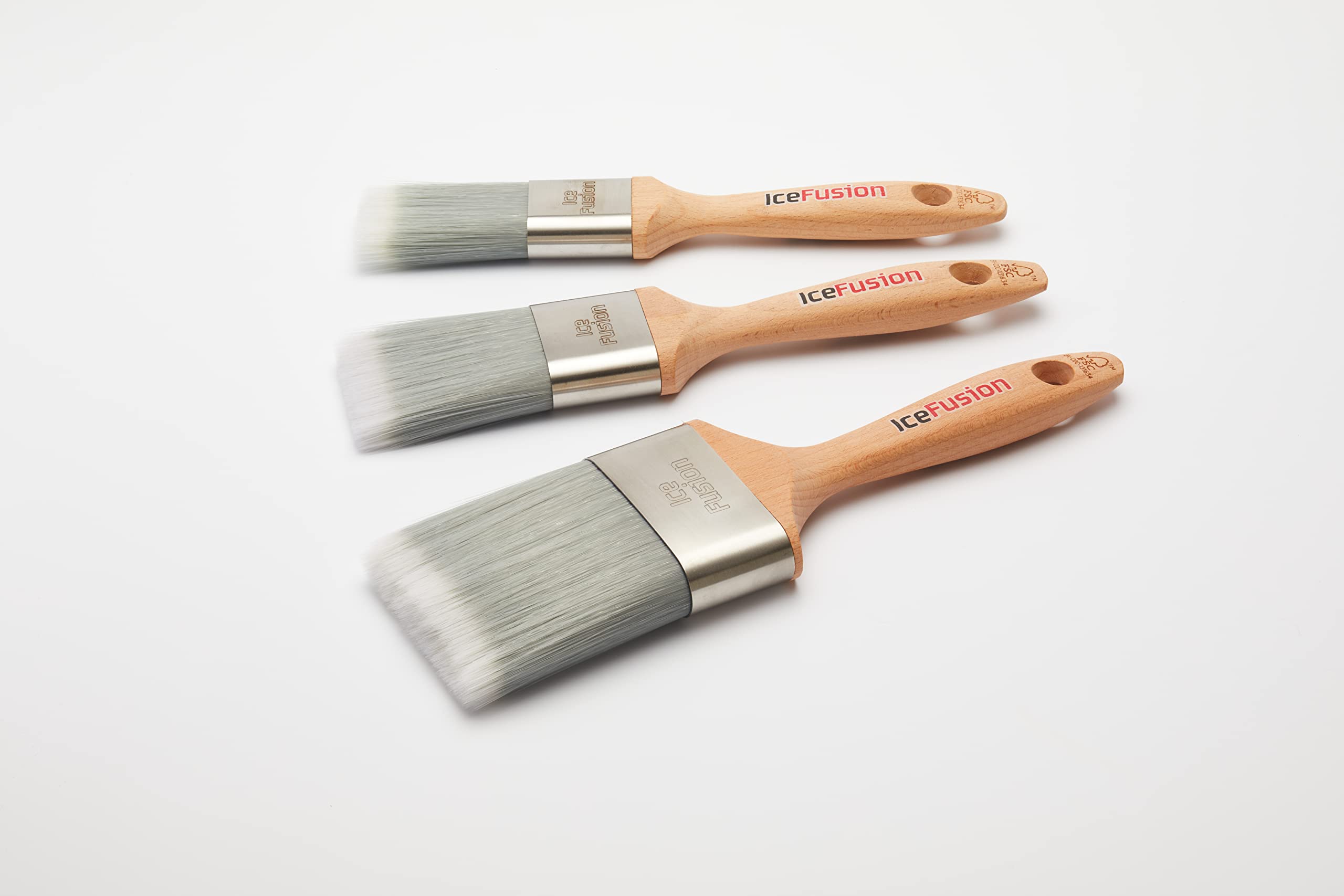 ProDec Advance Juego de brochas sintéticas Profesionales Ice Fusion de 3 Piezas para Pintar con Pinturas de emulsión, Brillantes y satinadas en Paredes, techos, Madera y Metal