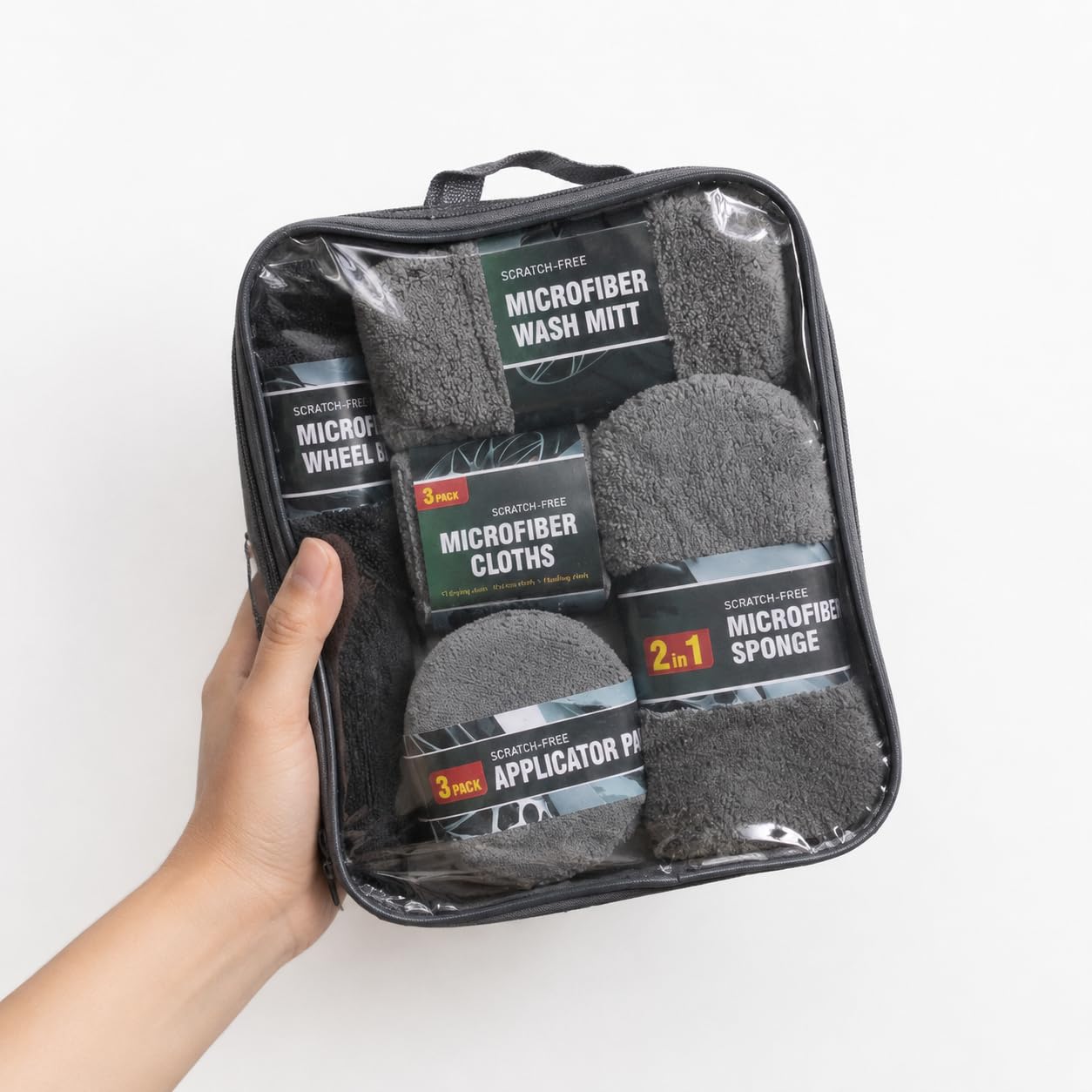 Kit Pulizia Auto Completo con Microfibra e Guanto Lavaggio Senza Graffi