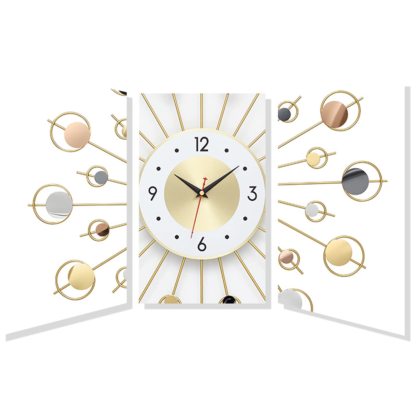 Reloj De Pared Artístico, Reloj De Pared Sencillo, Reloj De Pared De Metal 3D, Relojes De Pared De Cuarzo Modernos con Diseño De Rayos De Sol, Relojes De Pared Grandes Y,