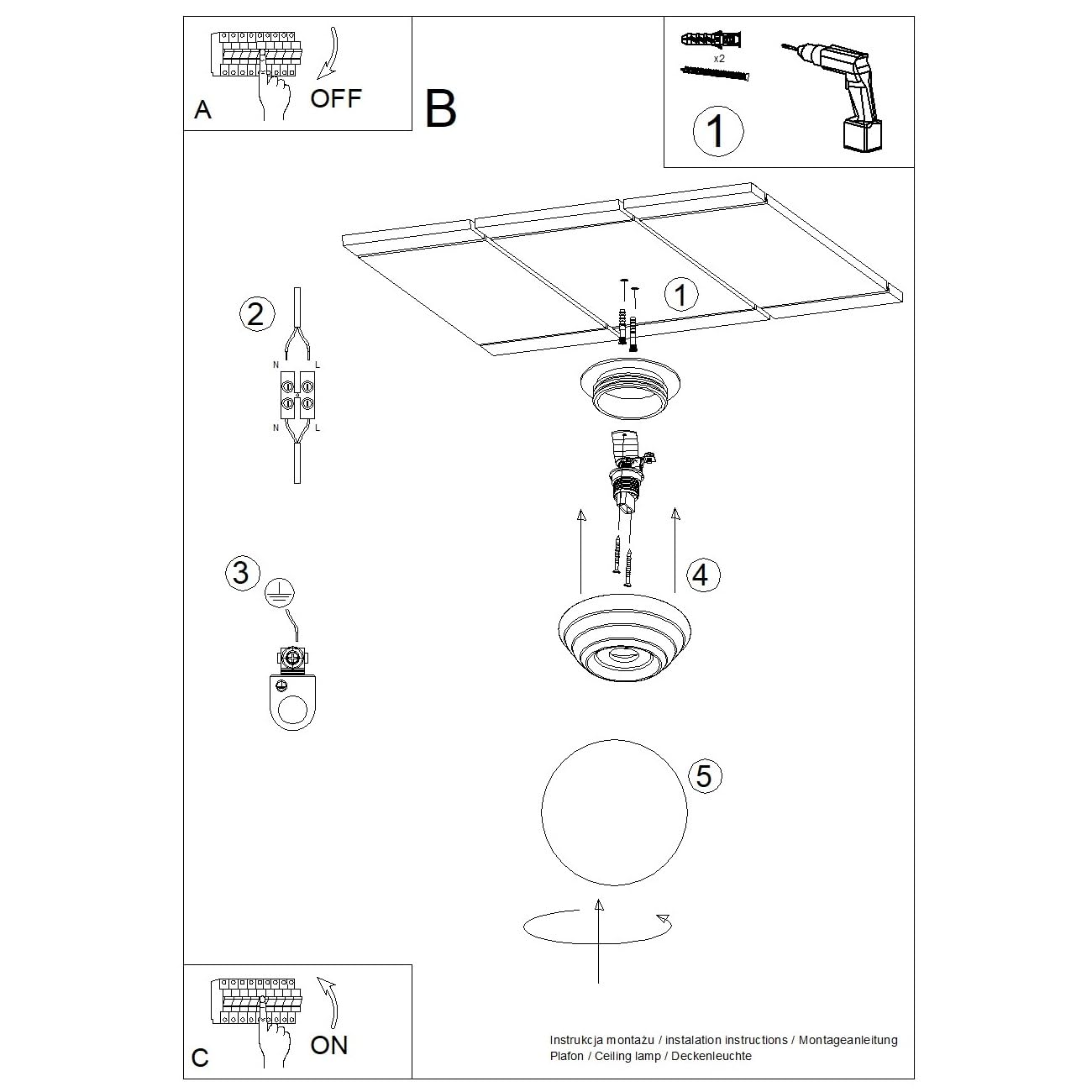 SOLLUX lighting Plafoniera Lampada da Soffitto - Faretto da Soffitto Ceramica Smaltata Vetro - 1 Paralume - Lampada LED Lampadina - Arancione Zori