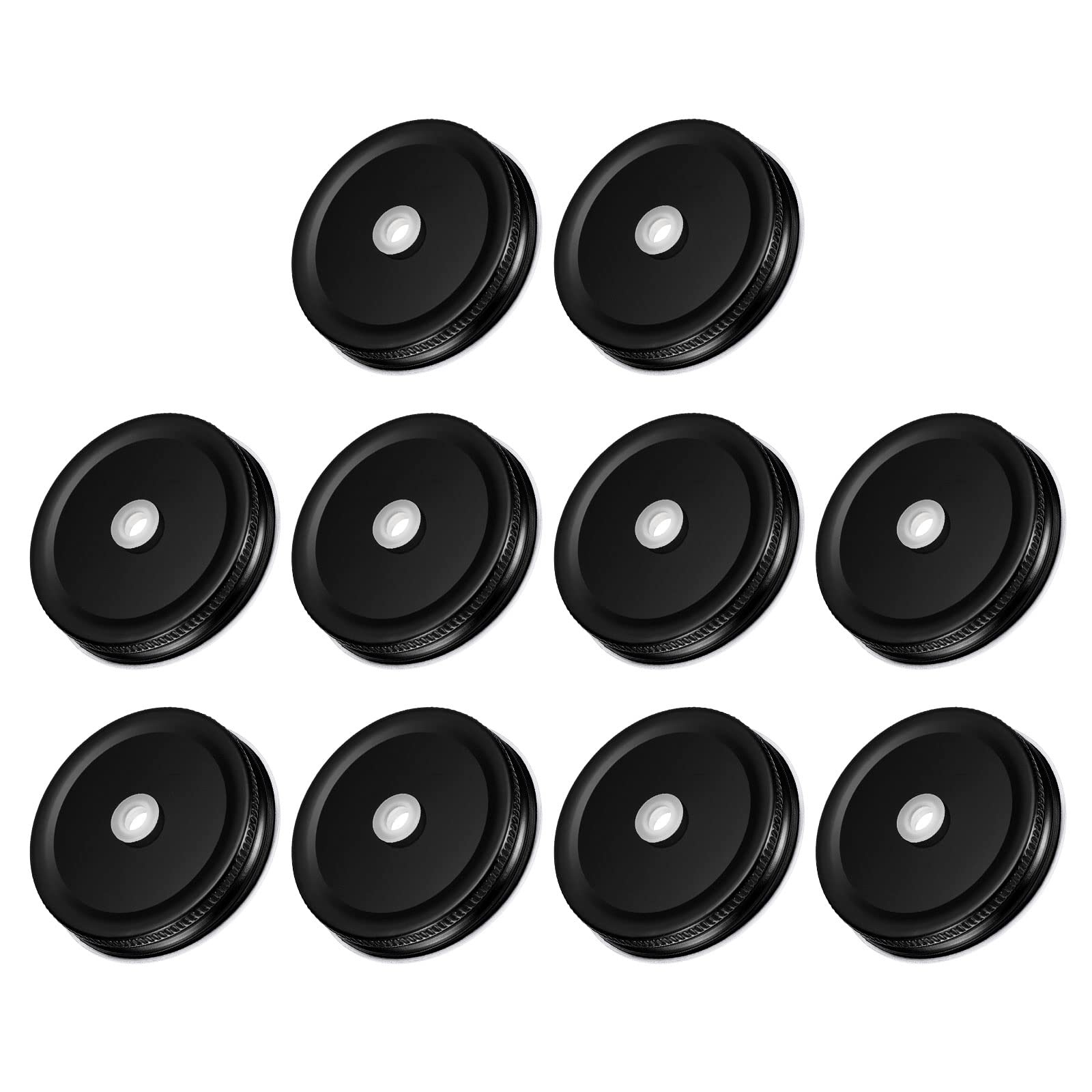Couvercle bocal Mason 70mm réutilisable avec trou central noir mat