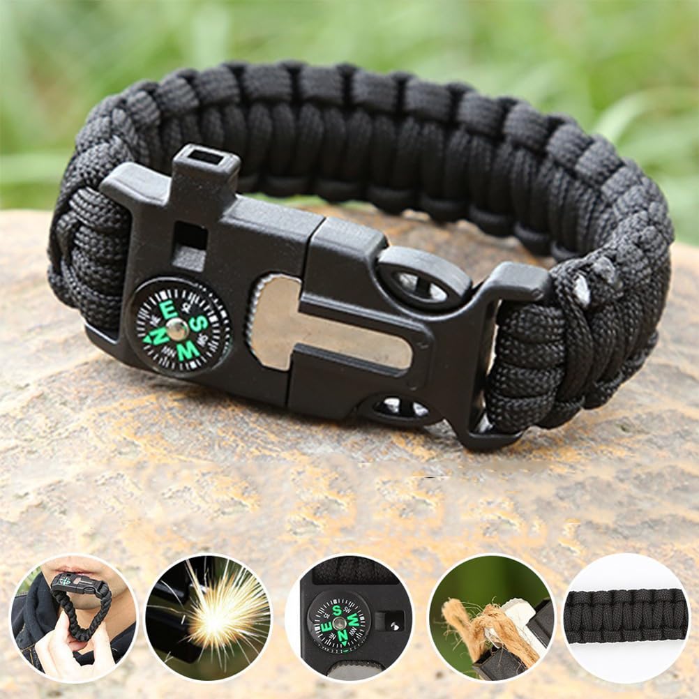 Bracciale di sopravvivenza in 2 pezzi, bracciale Paracord multiuso per escursioni, campeggio, arrampicata e attività all'aperto.