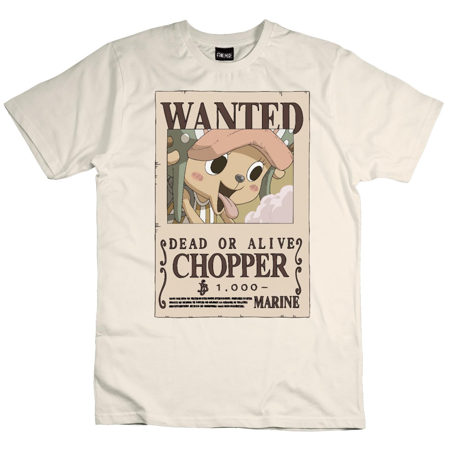 One Piece T Shirt Bambino e Ragazzo Chopper Wanted Poster – Maglietta Ufficiale Anime in Cotone - Ricompensa di 1.000 Milioni Berry - Maglia Idea Regalo Bambini