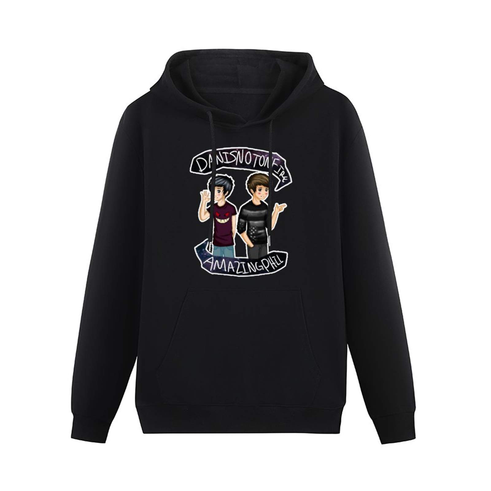 FFANZUOYOU Amazing Phil And Dan Unisex Sweatshirts Graphic Print Mens Hooded Black Sweater M
