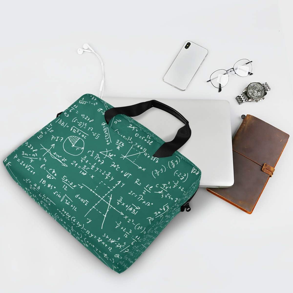 Laptop Bag Education Math Trigonometry Laptop Sleeves Case for 13 14 15.6 Inch Computer Tablet Briefcases Carrying Case Shoulder Bag for Work