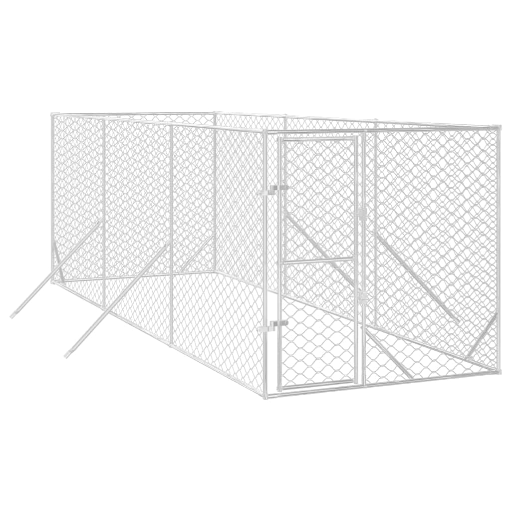 vidaXL Perrera de Exterior Acero galvanizado Plateado 2x6x2 m