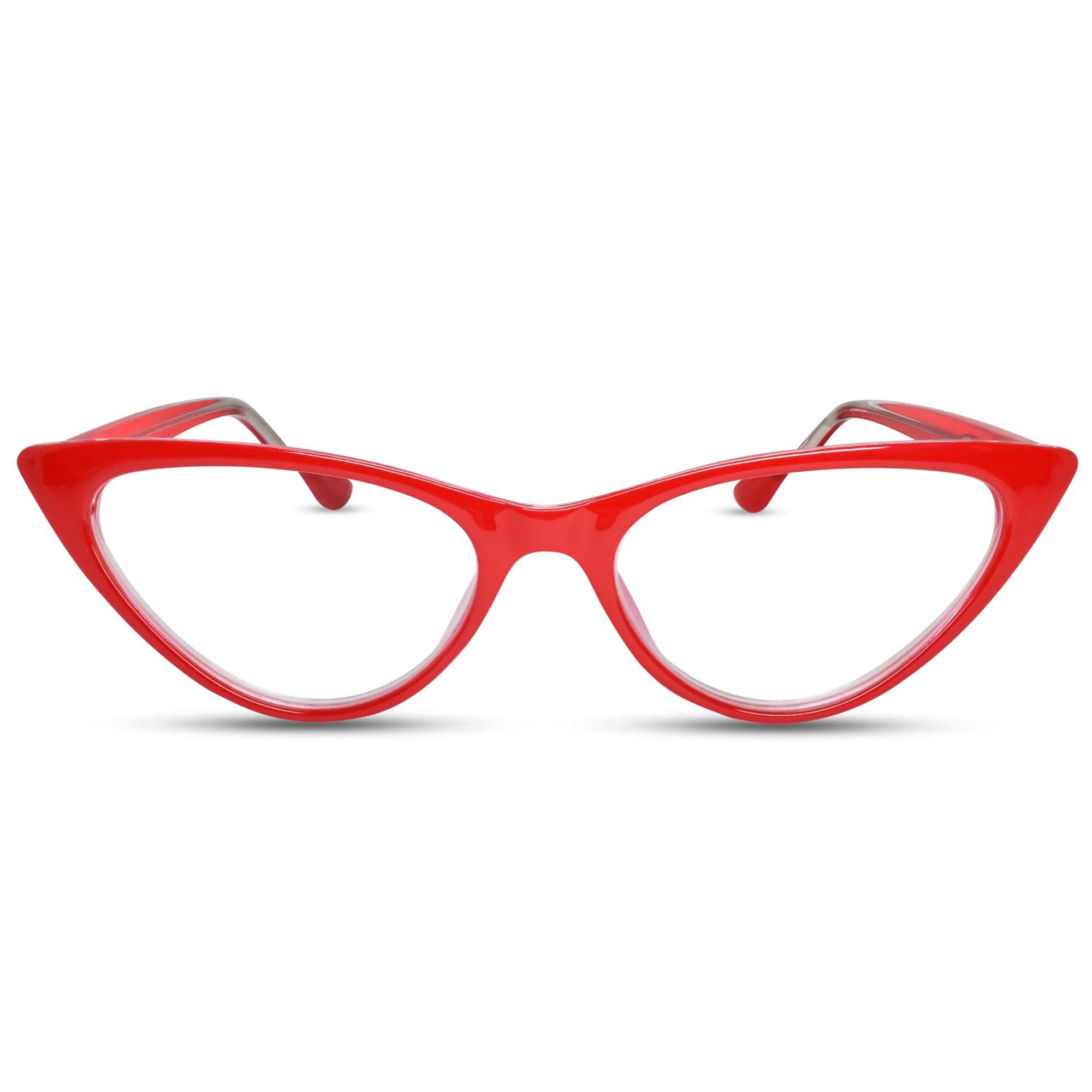 2SeeLife Small Cat Eye Reading Glasses for Women – Narrow-Medium Fit, Sturdy Frame, Spring Hinges, Premium Funky Readers, Red, +2.50
