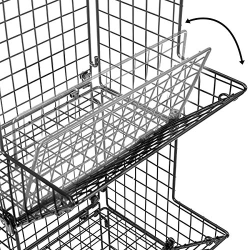 Image of Sorbus 3-Tier Fruit Stand & Wall Mount Kitchen Storage Bin Multipurpose Foldable Organizer, Great for Kitchen, Bathroom, Laundry Organization (Black)