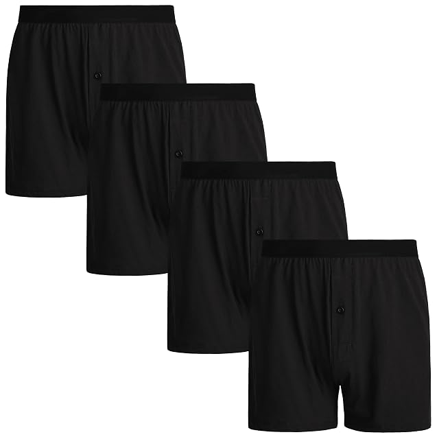 INNERSY Mens Boxer Shorts Loose Fit Soft Cotton Boxers for Men 4 Pack