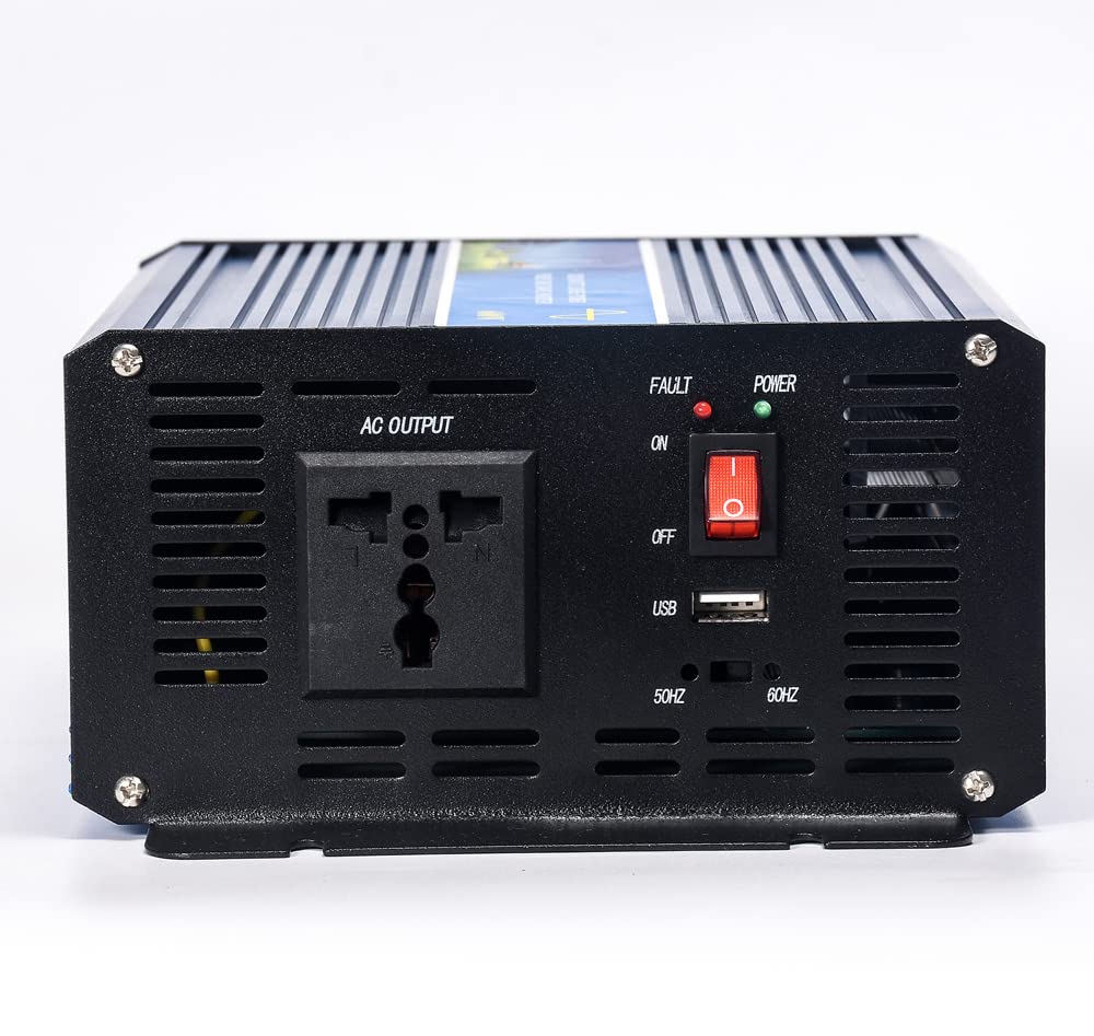 Inversor de tensión sinusoidal pura de 1000 W, 12 V, 24 V, 48 V, 96 V, 220 V a 230 V, 240 V, con enchufe europeo y puerto USB, potencia máxima de 2000 W