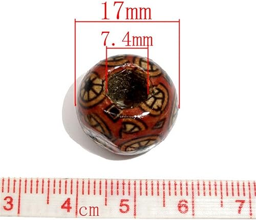 Miniatura 3 de Housweety cuentas espaciadoras de madera de percusión pintadas mezcladas 100 unidades de 17 x 16 mm  brazalete gratis