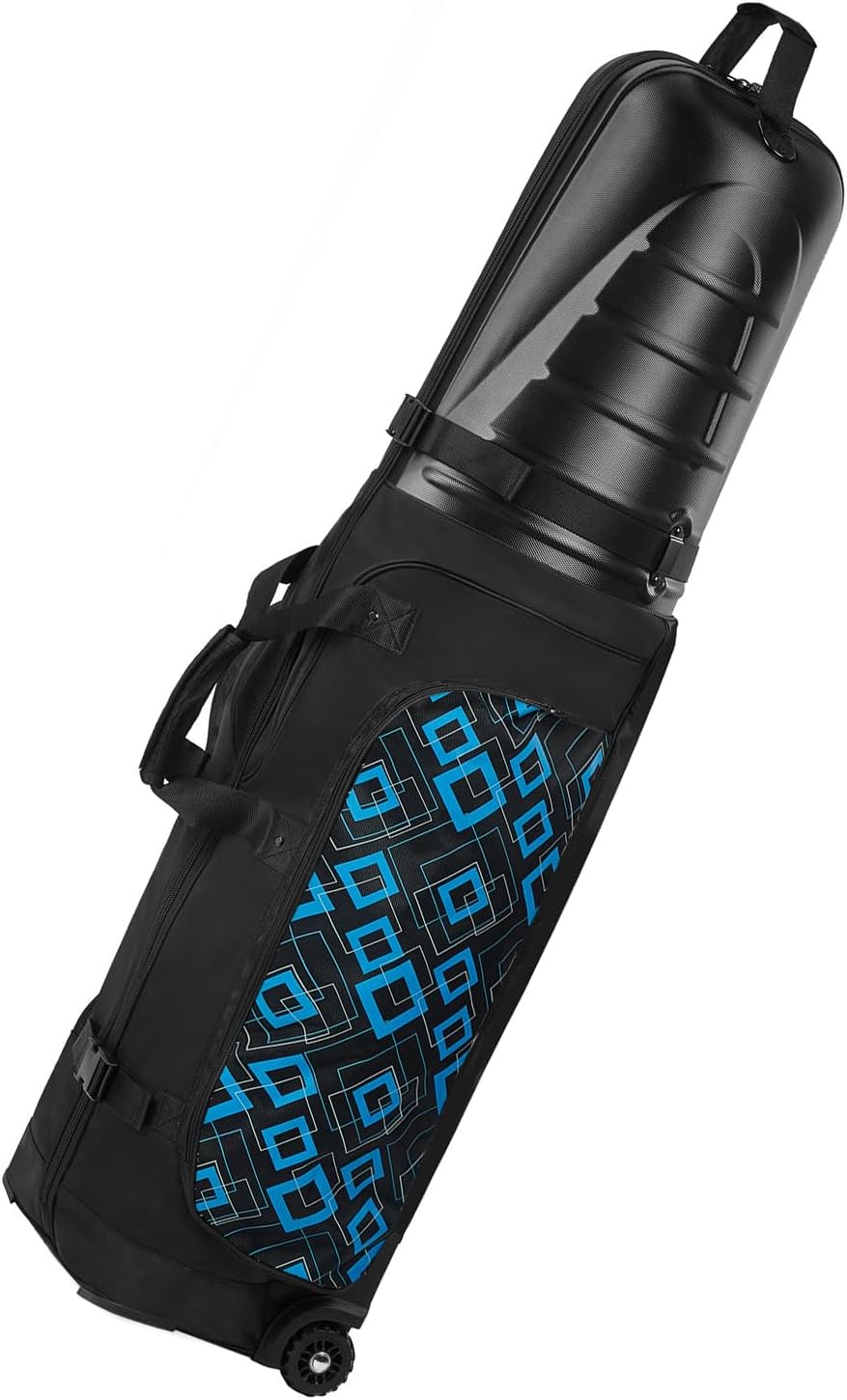 Golf Travel Bags for Airlines with Reinforced Wheels, Hard Case Top and 1680D Heavy Duty Oxford Protect Golf Clubs, Lightweight and Easy to Use Blue