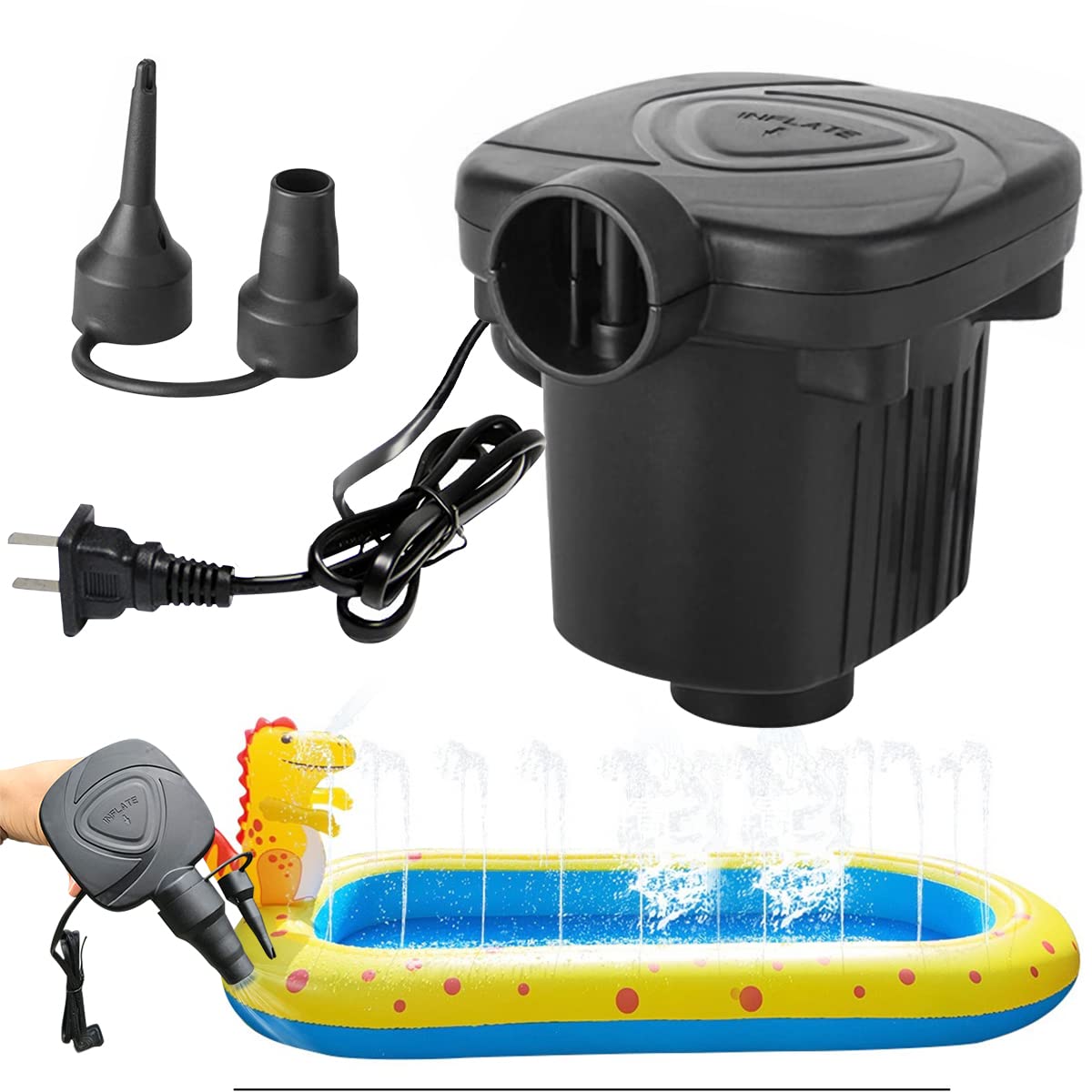 Kiddie Pool for Toddlers, Space Ship Splash Pad for Kids Ages 4-8, 70" Inflatable 3-in-1 Swimming Pool for Kids, Kids Pool Backyard and Outside Sprinkler Play Mat Baby Wading Pool (Electric air pumps)