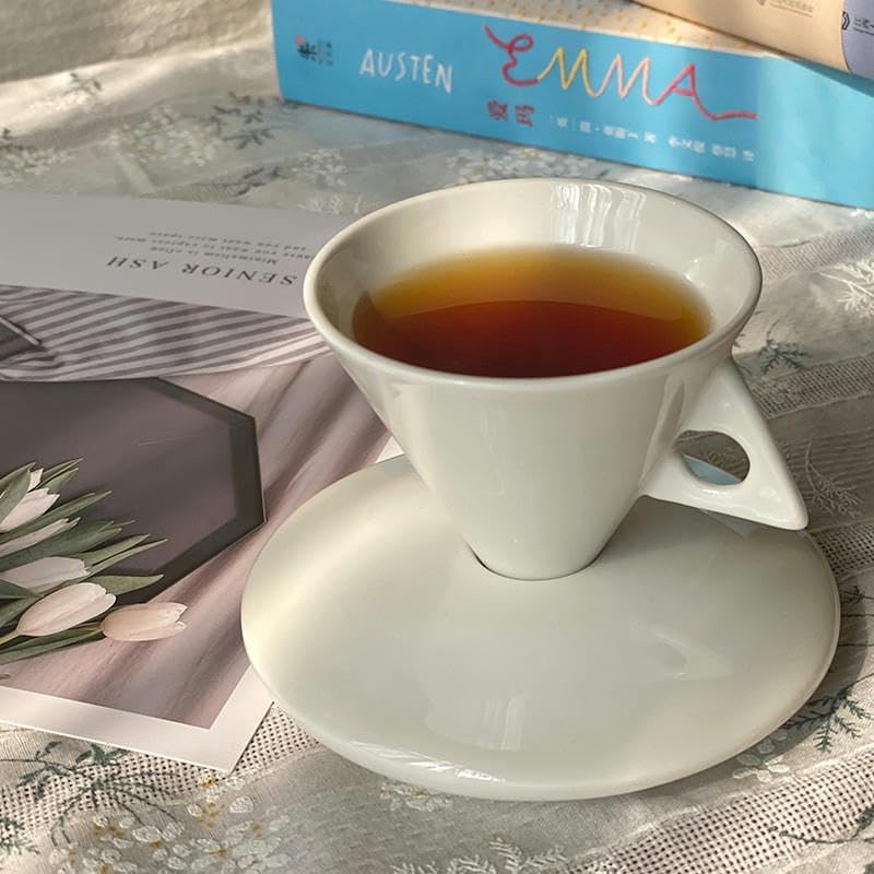 Zestaw do herbaty Chiński zestaw do herbaty, 60-200 ml chiński porcelanowy kubek do herbaty, kawy, biały ceramiczny na nóżce, miska lodów, kielich dla dorosłych, prezent(Golden Bird Cup and Plate)