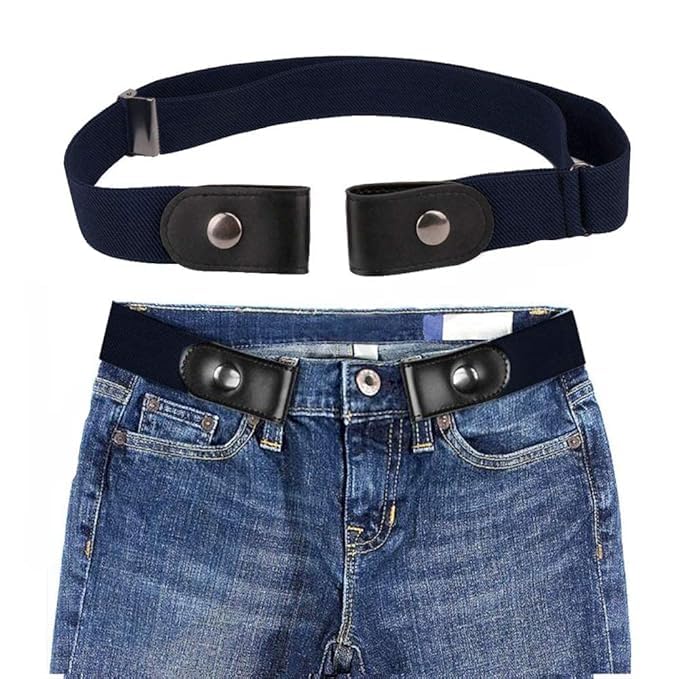 Invisible Buckle-less Jeans Belt with Ring Adjustable Buckle Free Waist Belt Elastic Belt for Jeans Pants Skirts Women or Men (BLUE)-image-33