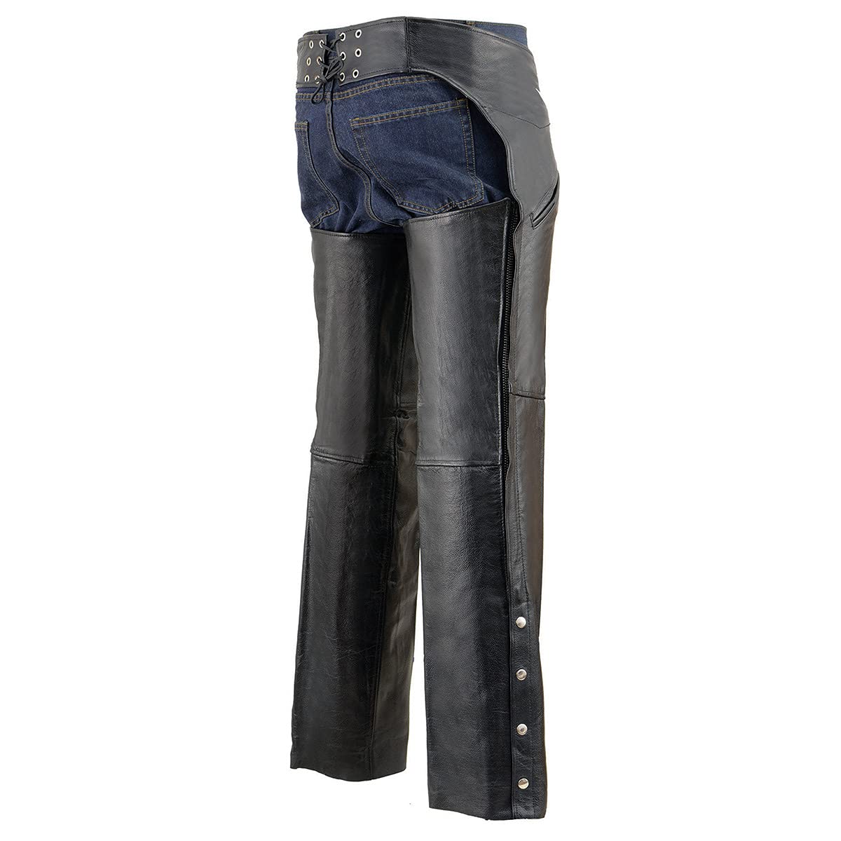 Milwaukee Leather LKM5710 Herren Chaps aus schwarzem Leder mit Netzfutter