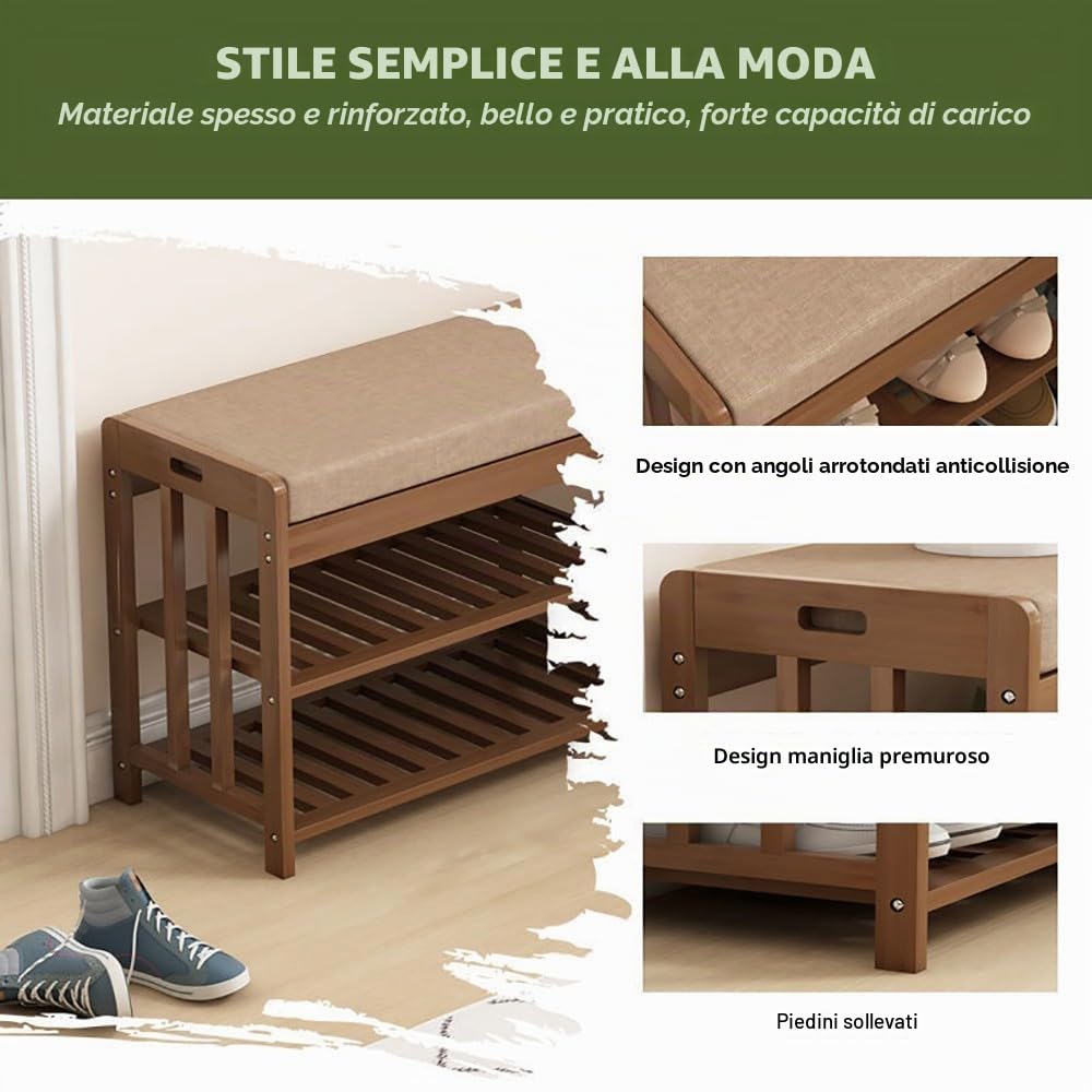 Pouf Contenitore con Contenitore - Scarpiera da Ingresso -capacità di Carico di 100 kg, Sgabello da Camera Salotto - Misure : 50/70/80/90CM/91CMx27CMx45CM, Facile da Montare
