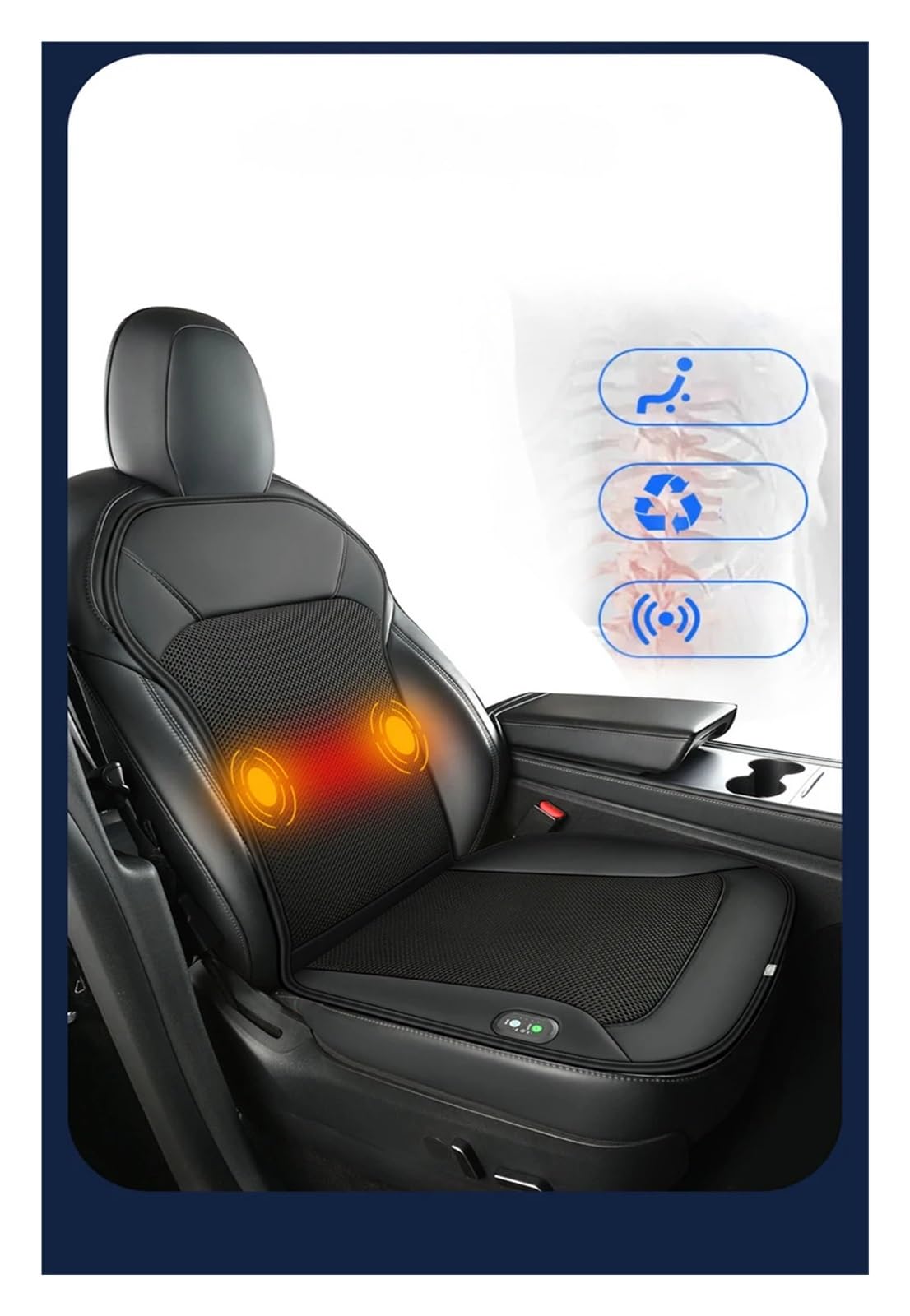 Funda Asiento Coche Cojín De Asiento De Coche con Refrigeración Inteligente De 12 V para Conducir, Transpirable, con Ventiladores, Universal Fundas de Asiento(24FAN Black)