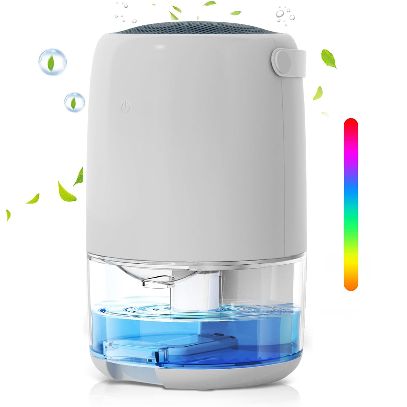 TDOO Portable Small Dehumidifier For Home, 37 OZ(1100ml) Ultra Quiet Electric Dehumidifier With Auto-Off, 7 Color LED Light, Sleep Mode, For Basement, Bedroom, Wardrobe, Bathroom, RV.etc (White)