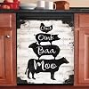 Farm Animal Family Dishwasher Magnet,Cluck Oink Baa Moo Sticker Dishwasher Door Cover,Rooster Cow Funny Magnet Refrigerator Decal Kitchen Decorative,Farmhouse Home Appliance Magnets 23x26"