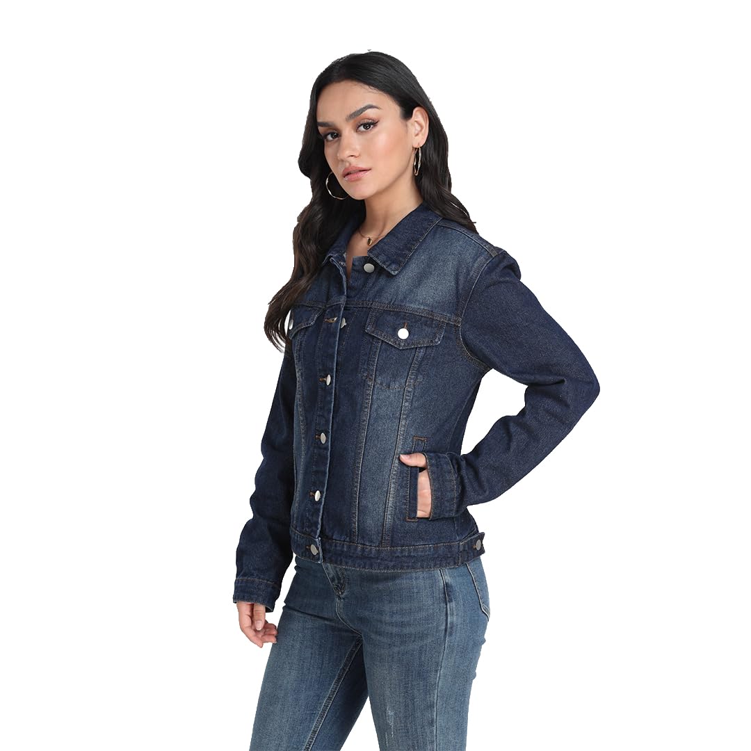 J.Corrine Chaqueta Vaquera de Mujer Chaquetas de Verano Mujer Chaqueta Mujer Primavera Corta Azul Oscuro Negra Trucker Denim Jacket