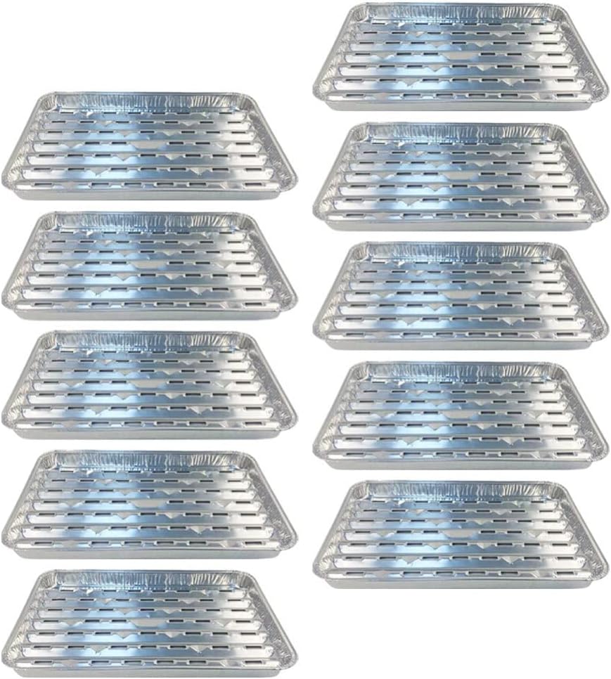 CALLARON 10pcs Perforated Grill Pan Aluminum Pans with Lids