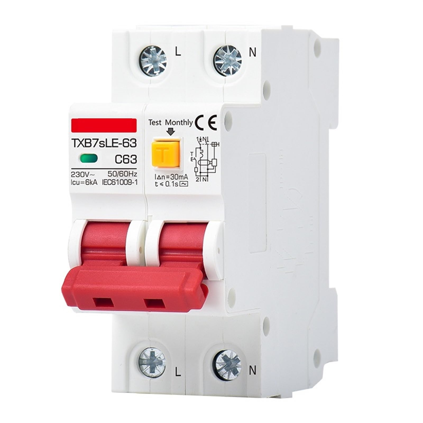 Disjoncteur différentiel 220V 2 pôles 16A à 63A pour protection fuites et courts-circuits