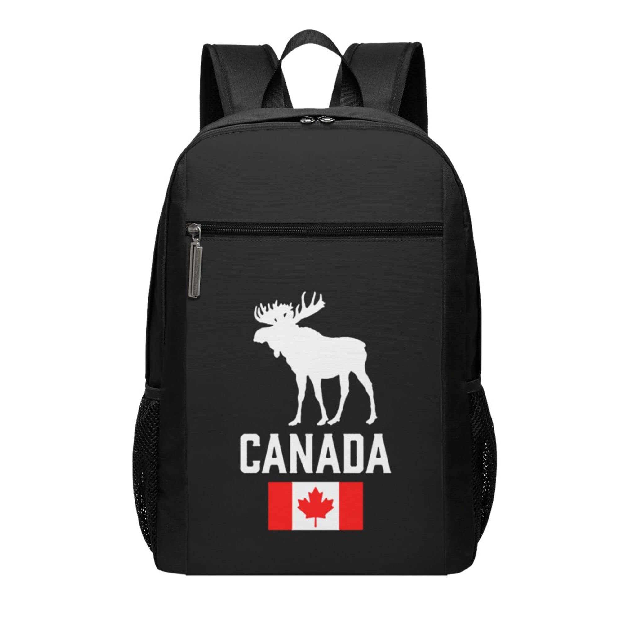 Loujin Black Backpack Canada Moose Canada Flag Backpack Laptop For Student Large Capacity Daypack School Bag 17 Inch