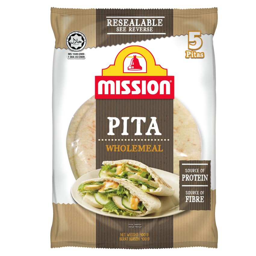 Mission Pita Wholemeal Bread 5 x 400g