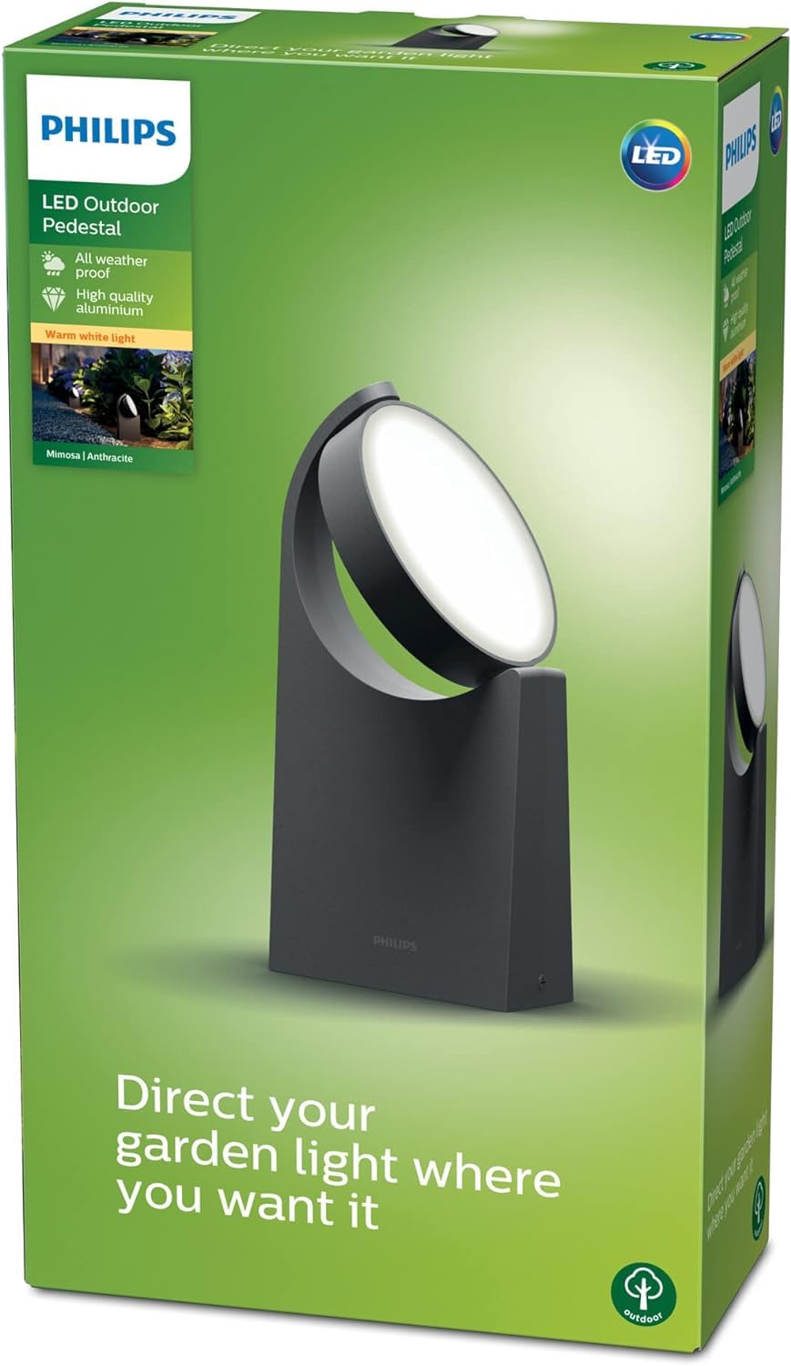 Philips Mimosa Outdoor Path Light (7 W), Weatherproof Base Light with Moving Panel and Warm White LED Lighting, Anthracite - Image 4