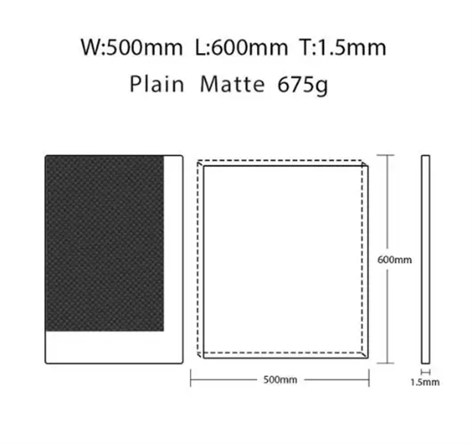 1pcs 0.25-2.5MM 500mm x 600mm 3K Carbon Fiber Plate Panel Sheets Board Fiberic High Composite Hardness Material for RC Mode(1.5MM Plain Matte)