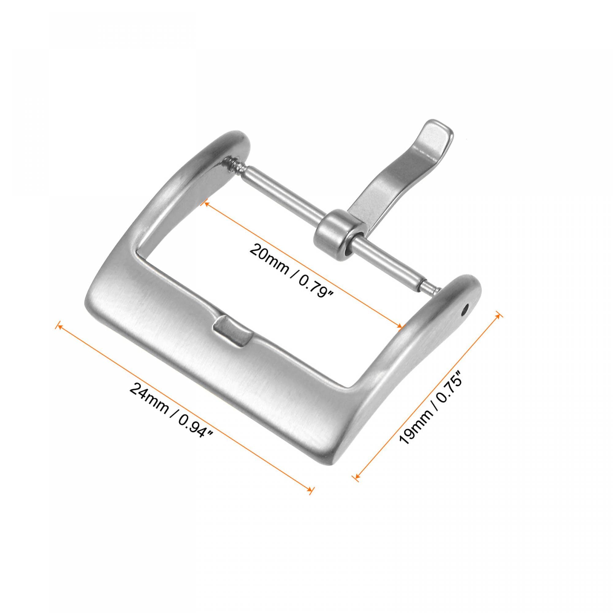 uxcell Watch Strap Clasp Replacement, Brushed Stainless Steel Broadside Type Buckle, for 20mm Width Watch Bands