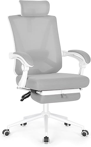 Miniatura 7 de Misolant Silla de oficina ergonómica con reposapiés, silla de escritorio ergonómica con soporte lumbar 2D ajustable, silla de computadora de