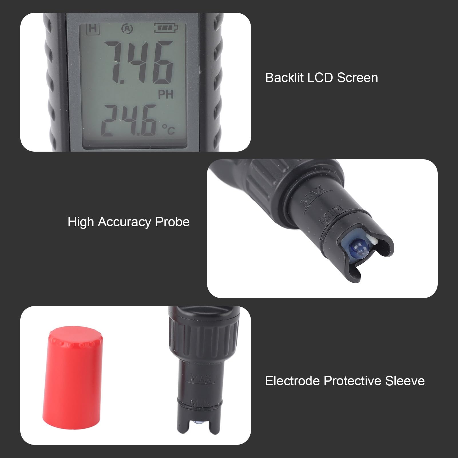 Flosa de Fondo de PH Portátil LCD LCD Solución de Calidad de Agua Acidez Tester de Alcalinidad para Tank de Pescado de Acuario GM766