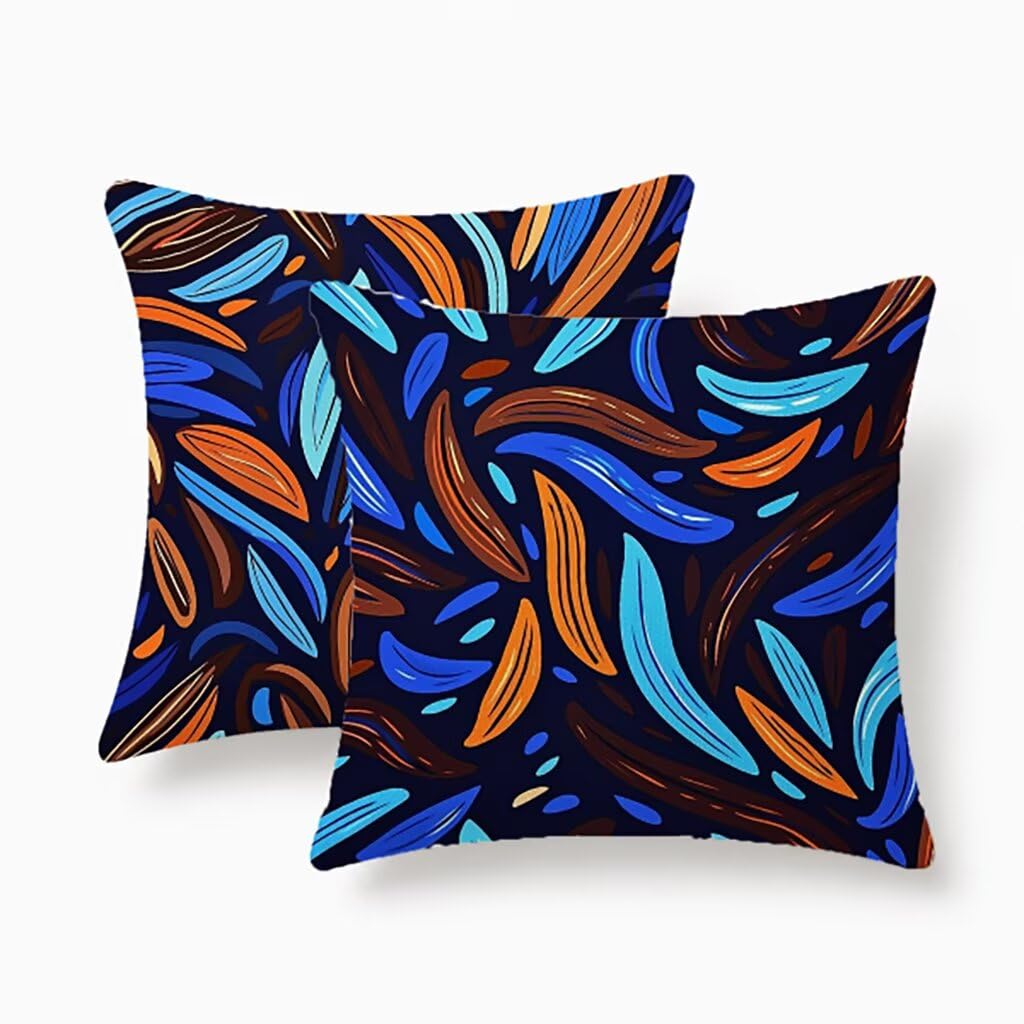 Housses de coussin 50x50cm imperméables bleu lin avec fermeture éclair invisible