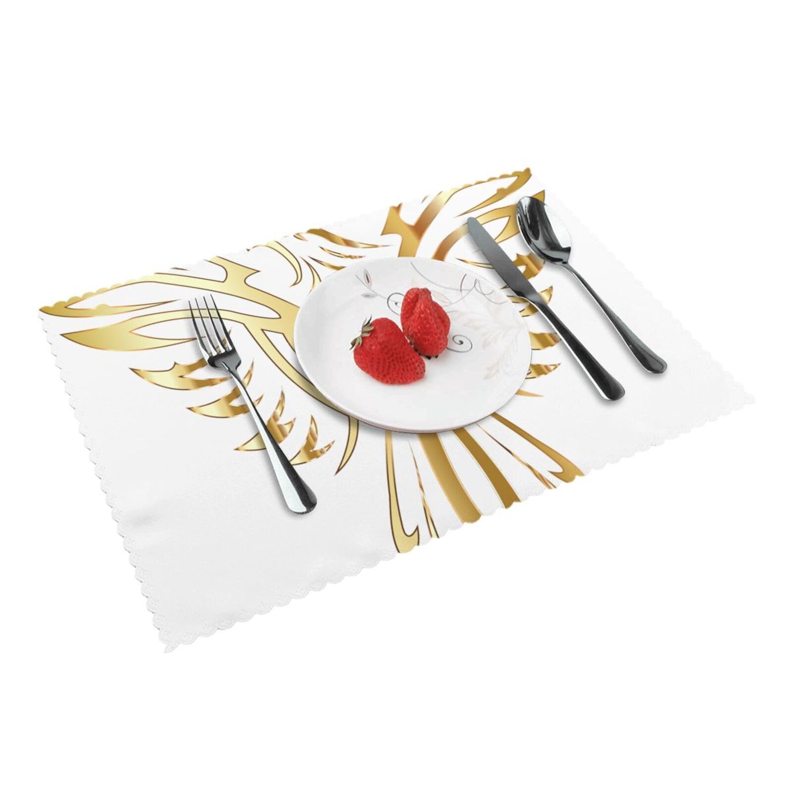 Bnvsadc Phoenix 4 Pcs Heat Resistant Placemat 45X30 Cm, Printed Non-Slip Place Mats For Kitchen Dining Table Indoor Outdoor