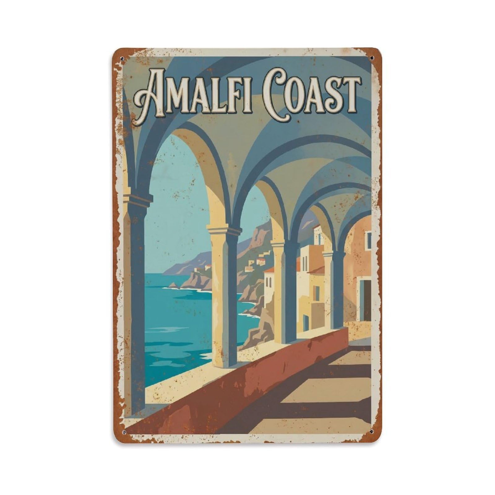 Vintage Travel Loggia Italy Arched Metal Tin Sign