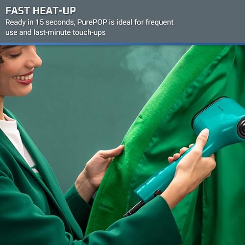 Miniatura 2 de Rowenta PurePop - Vaporizador de mano para ropa de 1.5 libras de calentamiento de 15 segundos, capacidad de 2.3 onzas de 1150 vatios portátil,