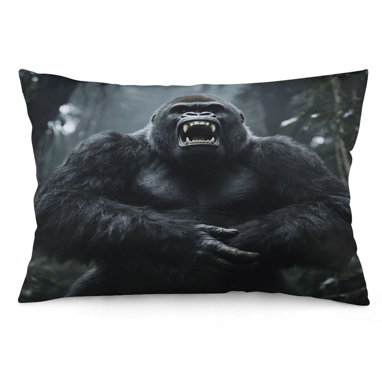 Angry Gorilla Throw Pillow Cover Soft Pillow Case Decorative Lumbar Pillow Cover Cozy Throw Pillowcase Polyester Rectangular Cushion Case Decor for Couch Sofa Bed