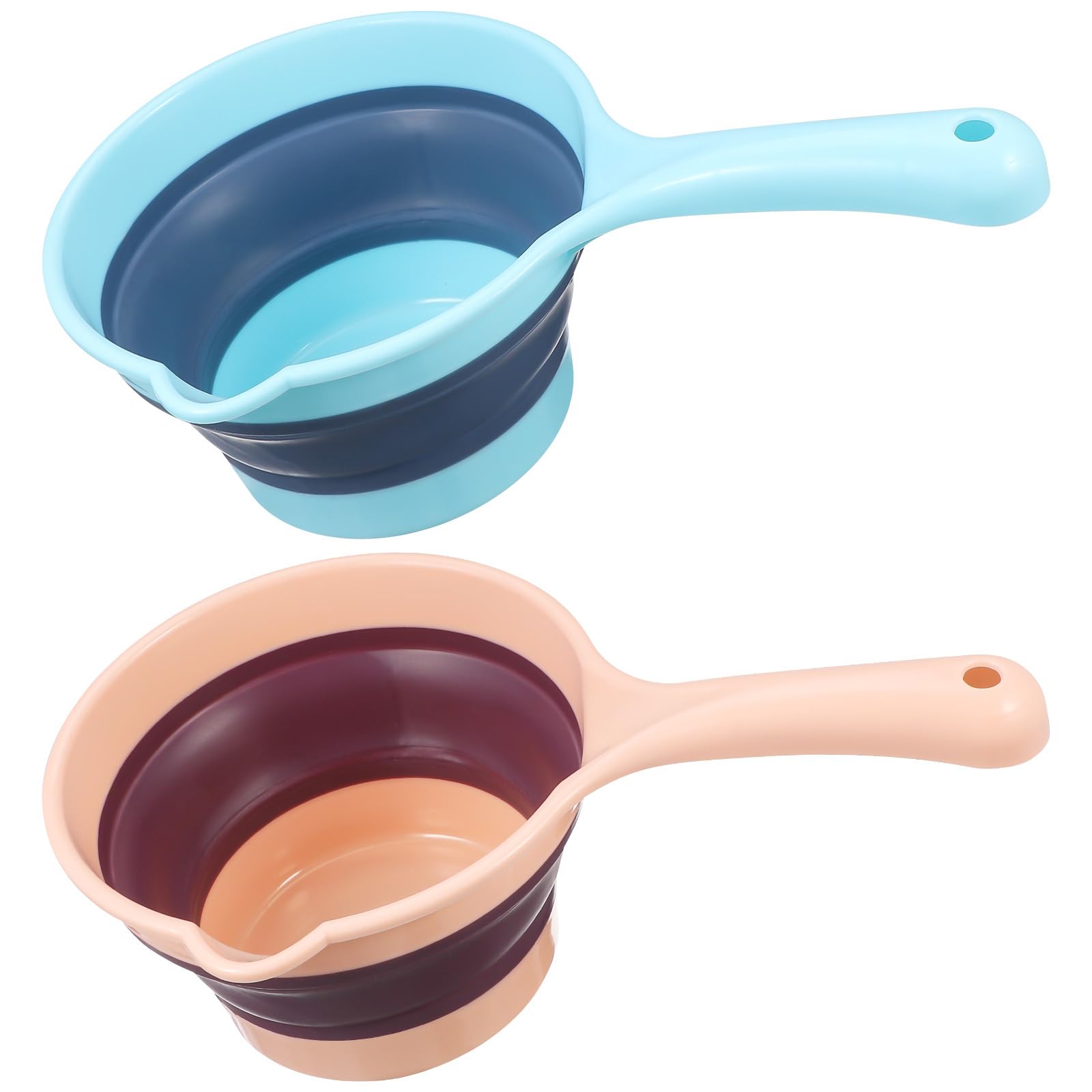 HEMOTON Mestolo pieghevole in plastica con manico lungo, mestolo pieghevole per cucina e bagno, salvaspazio e leggero, 10,6 x 6,3 x 3,9 pollici