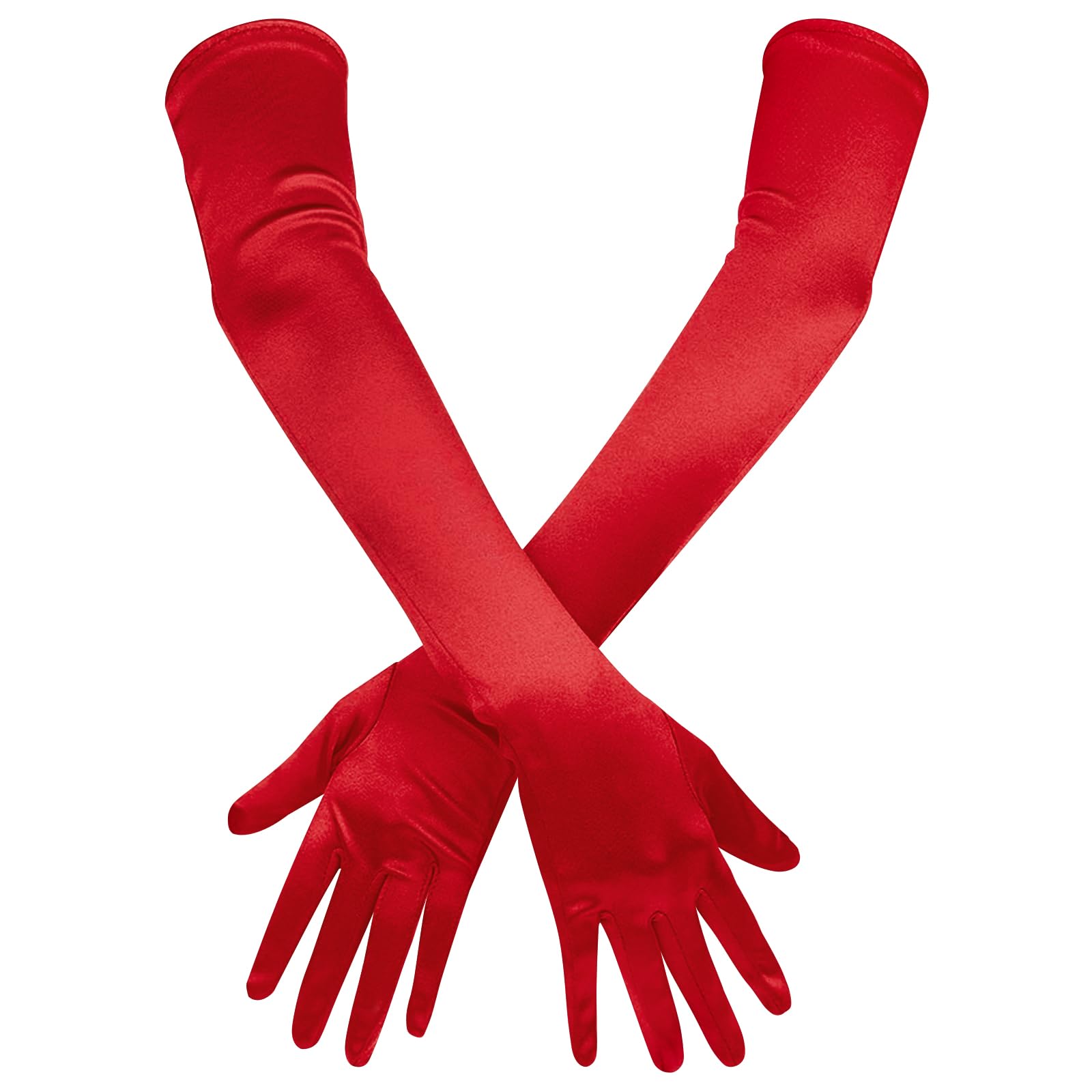 VIBILIA Long Opera Gloves for Women, 1920s Satin Tea Party Gloves Costume, Stretchy Adult Size Glove for Wedding Bridal Dress