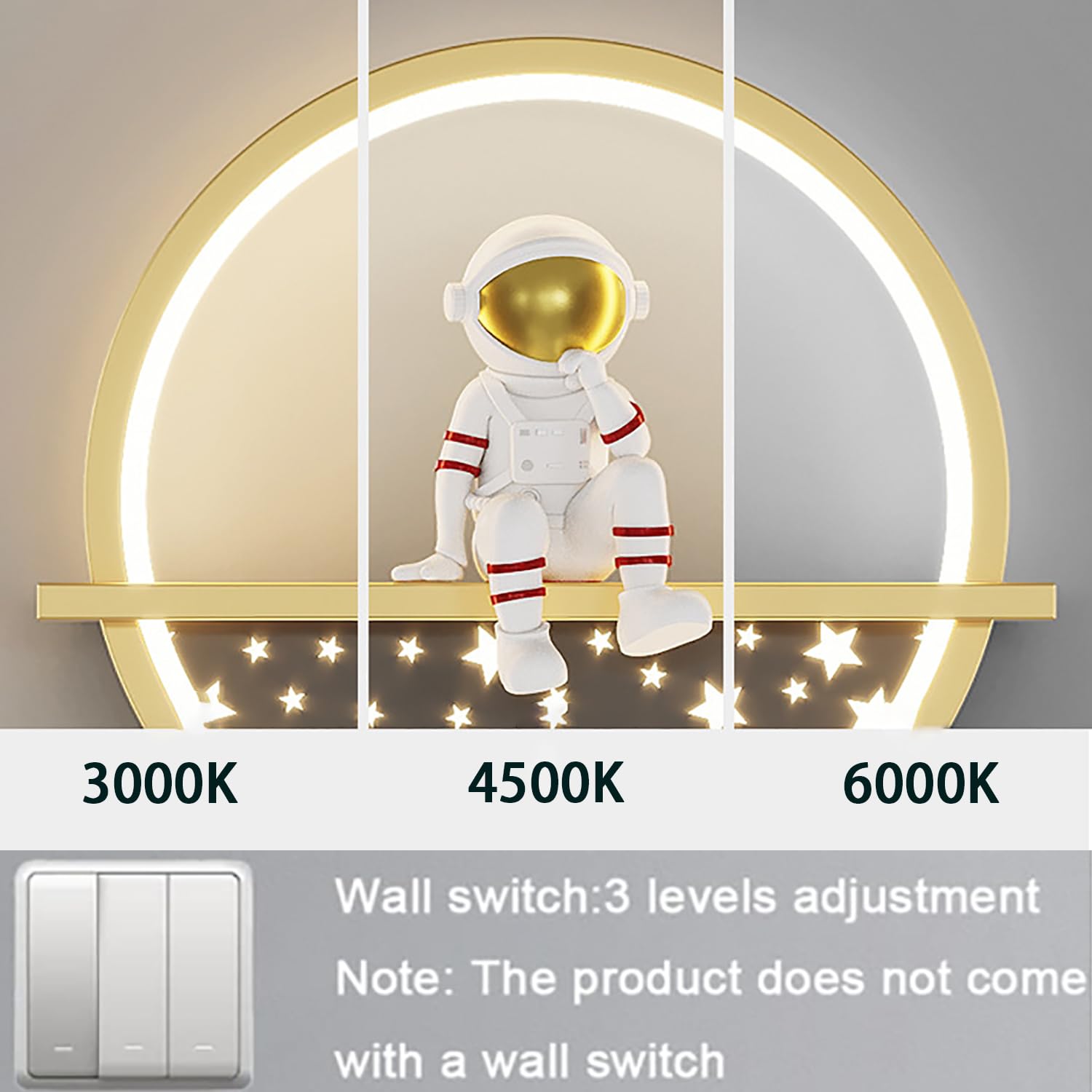 Aplique Pared LED Interior Regulable Moderna Lámpara de Pared para habitación de bebé Luz de Pared Astronauta Espacial plafones de pared para Dormitorio Infantil cabecera Salón Regalos para Niños