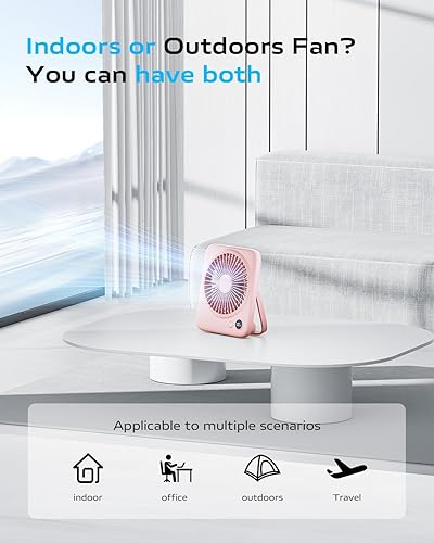 Miniatura 6 de Otlonpe Ventilador de escritorio portátil de 6.5 pulgadas, batería recargable de 4000 mAh y alimentado por USB, ventilador personal pequeño