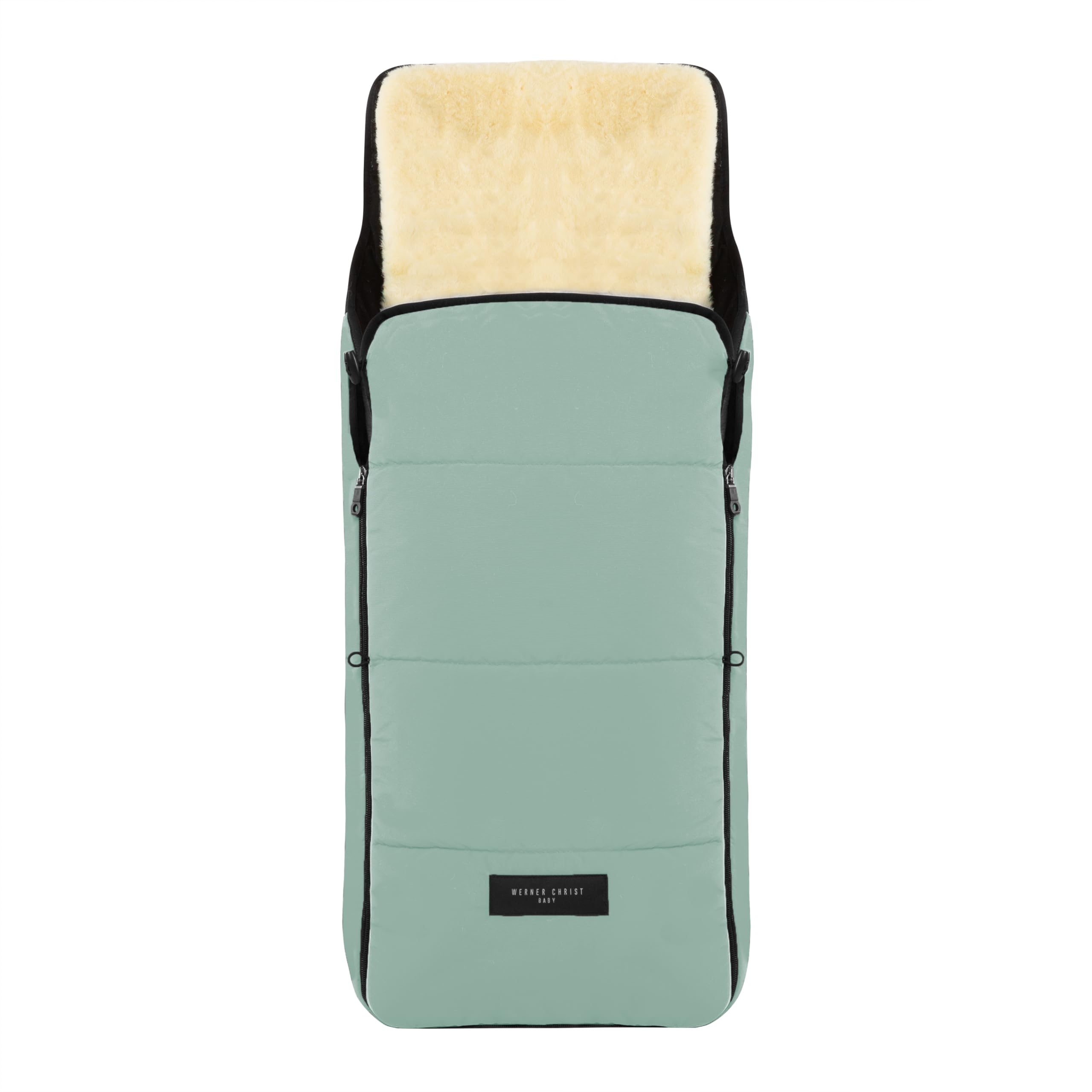 WERNER CHRIST Saco térmico para cochecito de bebé Cortina, saco térmico de invierno (niños de 6 a 36 meses), con forro de piel de cordero extraíble, piel médica, en color verde