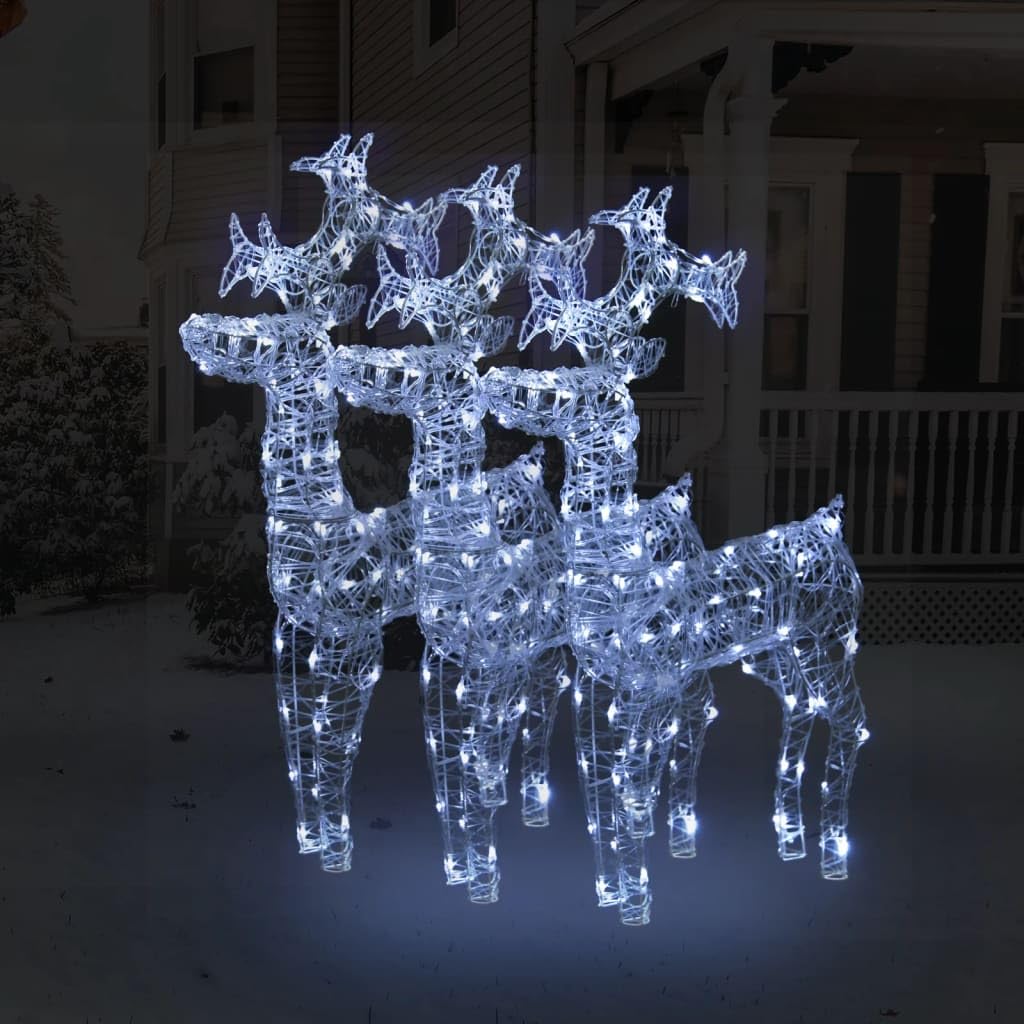 3er Set Rentier Weihnachtsdekoration Acryl, LED Weihnachtsbeleuchtung für Garten & Innenbereich, 39,4 Zoll Leuchtfiguren, Kaltweißes Licht mit 8 Leuchtmodi