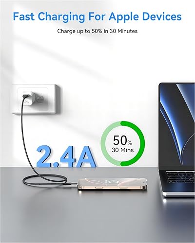 Miniatura 2 de Cable USB A a Lightning de 3 pies, paquete de 2 cables de carga Lightning de 3 pies para iPhone 14 13 12 11 Pro Max XR XS X 8 7 6 Plus SE, cable de