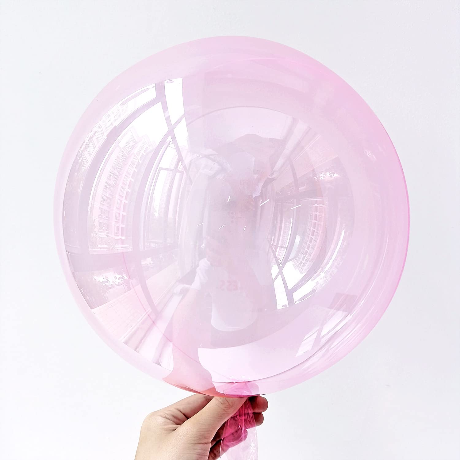 10inch Bubble Balloon 50pcs Ultra thin Clear Bubble Balloon Easy Blow Up By Handpump (Pink, 10inch)