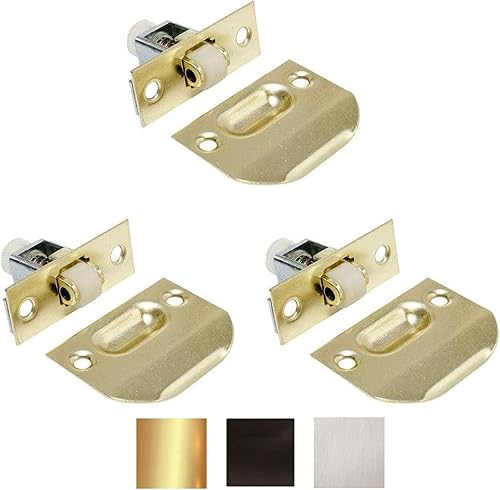 Miniatura 9 de Litepak Cierre de rodillo ajustable para muebles, armario, puerta con placa de golpeo y tornillos (paquete de 1, níquel satinado)