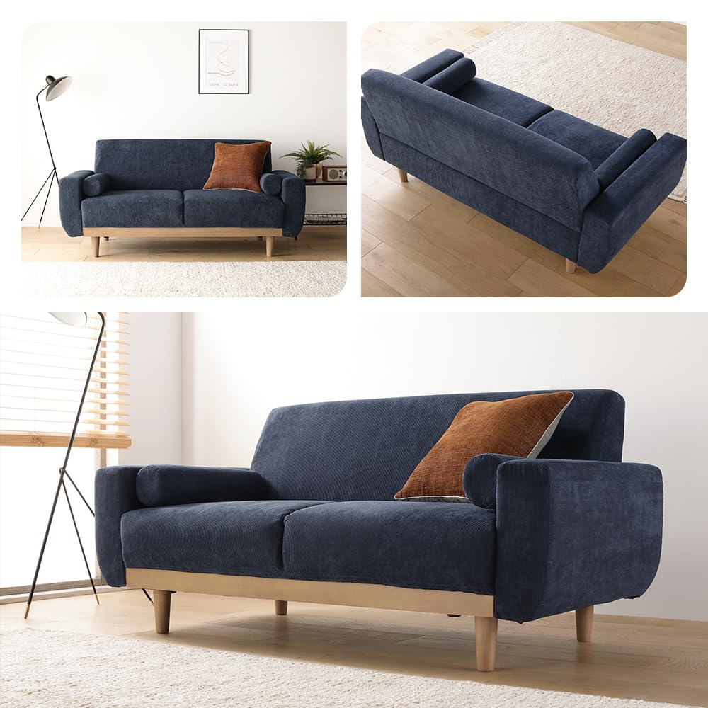 Amazon.co.jp : RASIK ソファー 2.5人掛け 単品 ネイビー(コーデュロイ