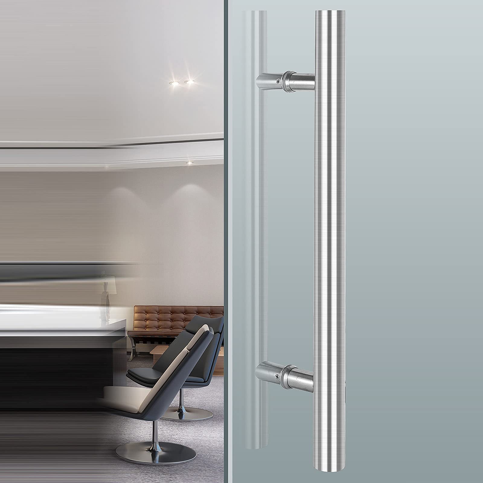 Manilla de Acero Inoxidable para Puerta, Manilla Comercial en Forma de H para Empujar y Tirar, para Puertas de Vidrio y Madera, Manilla Moderna para Puerta de Entrada, co